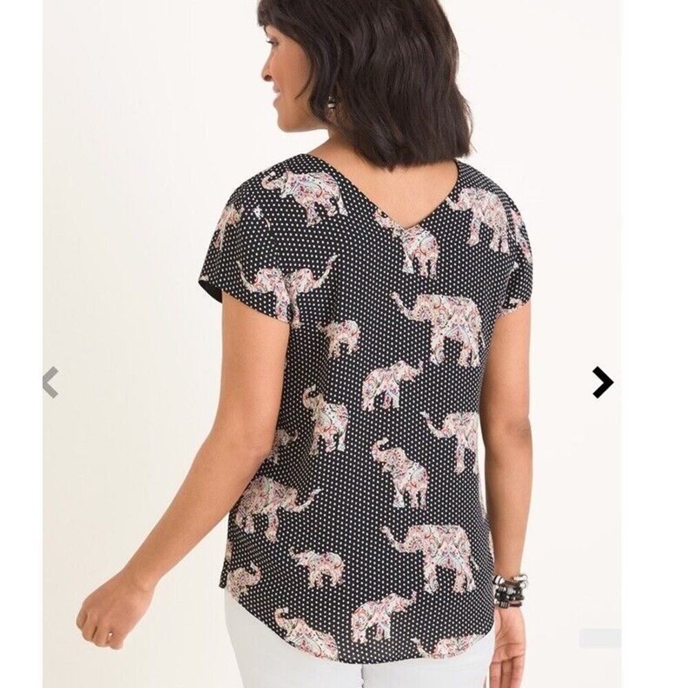 Chico's Reversible Top Solid Black Or Dot Elephan… - image 2